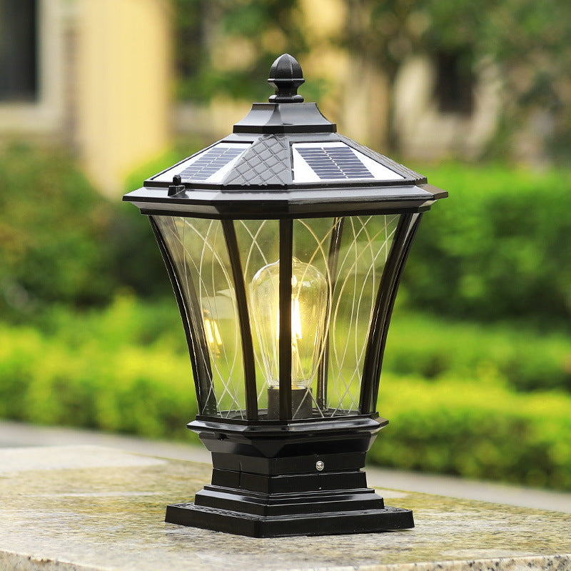 Solar Couryard Light European Outdoor Column Headlight Waterproof Fence Gate Pillar Light