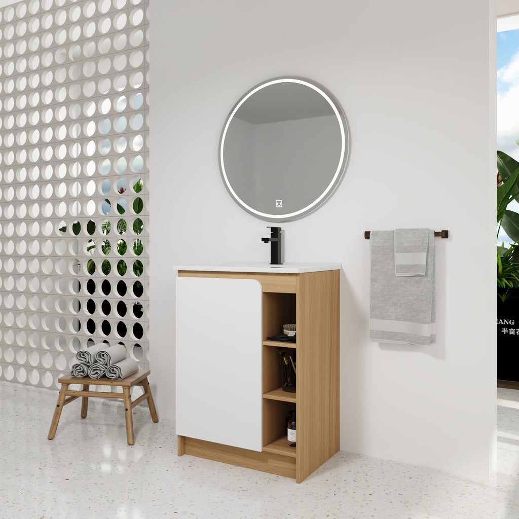 Vanité de salle de bain autonome de 24" avec évier en céramique mince