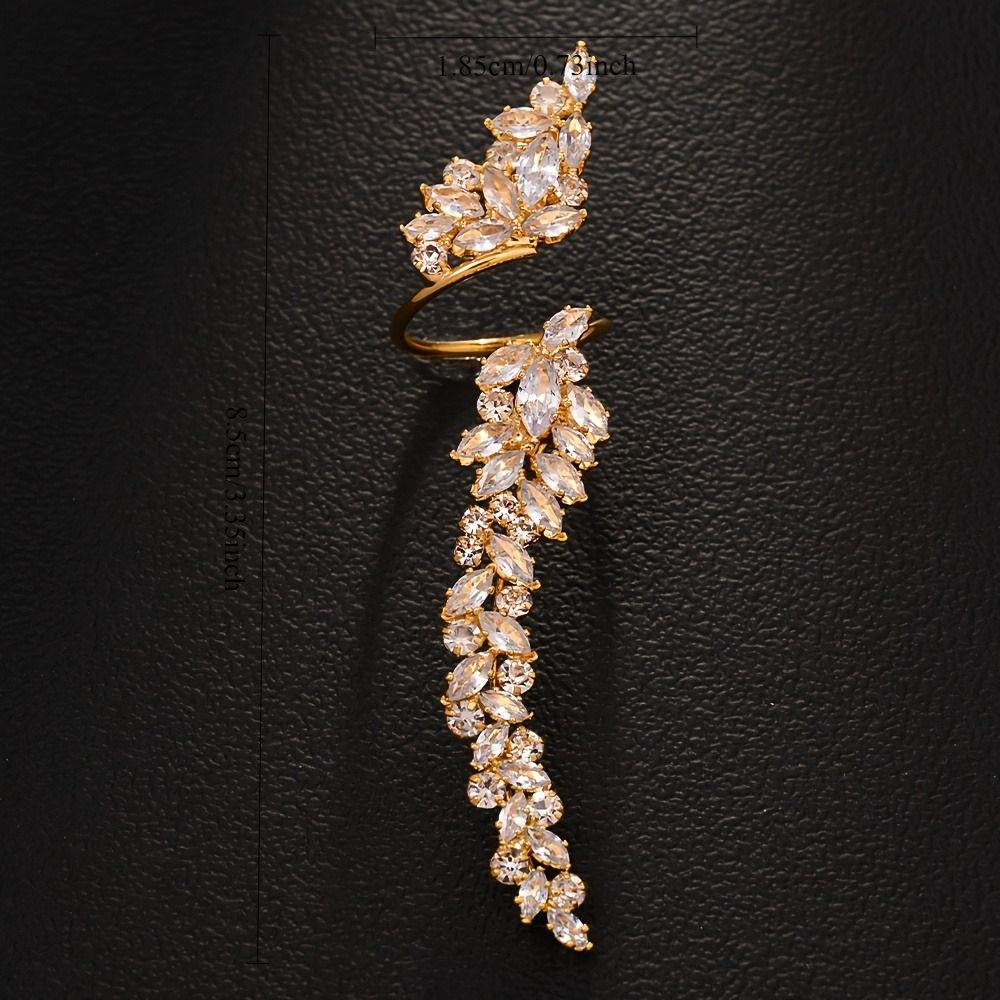 Anneau d'or pour femmes avec le design de feuille de Strass - Déclaration Accessoire à doigts longs