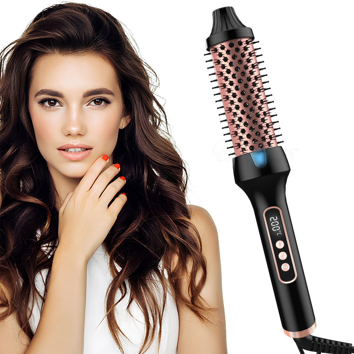 Roller Comb ne fait pas de mal à l'anion des cheveux droit Curling ou de redressage double PTC Heater