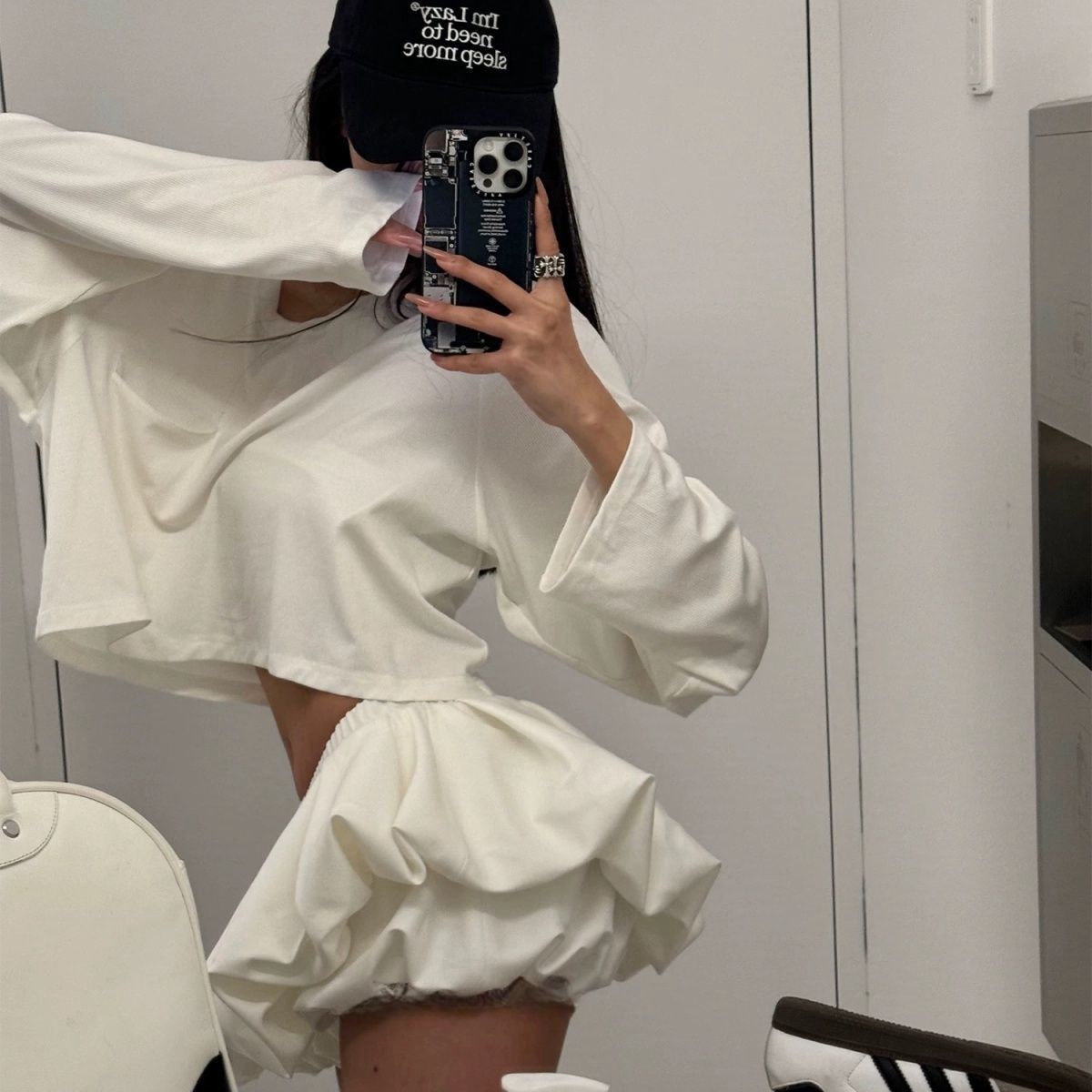 Jupe en dentelle de taille basse de couleur blanche de printemps pour femmes