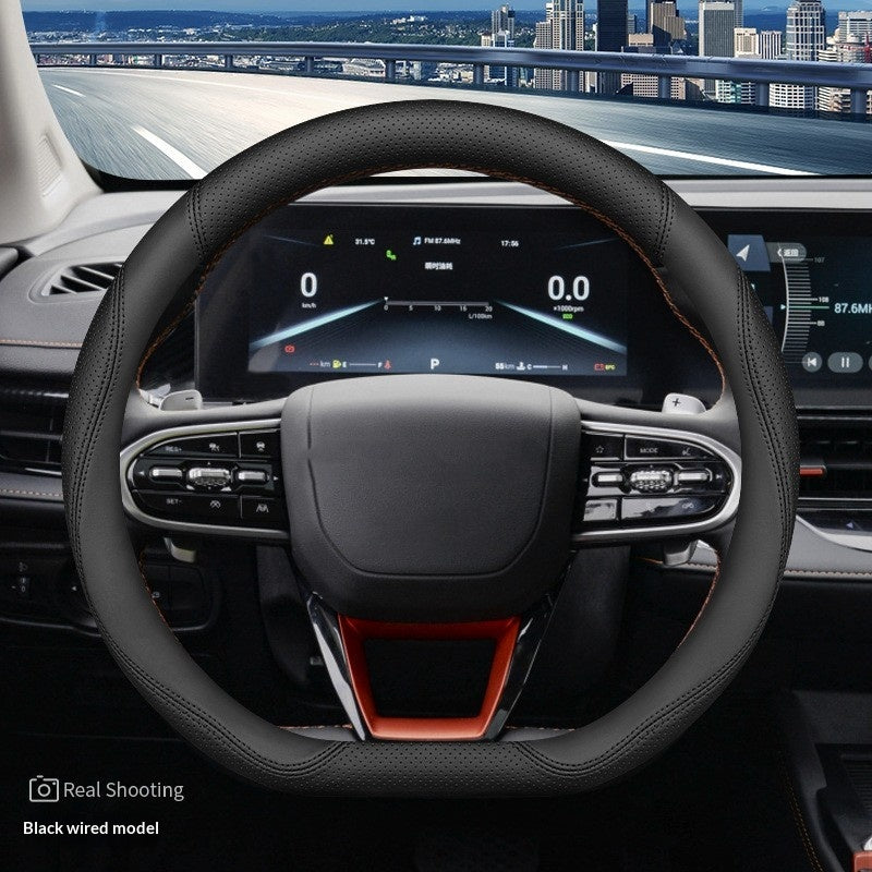 Sporty Style Leather Steering Wheel Cover