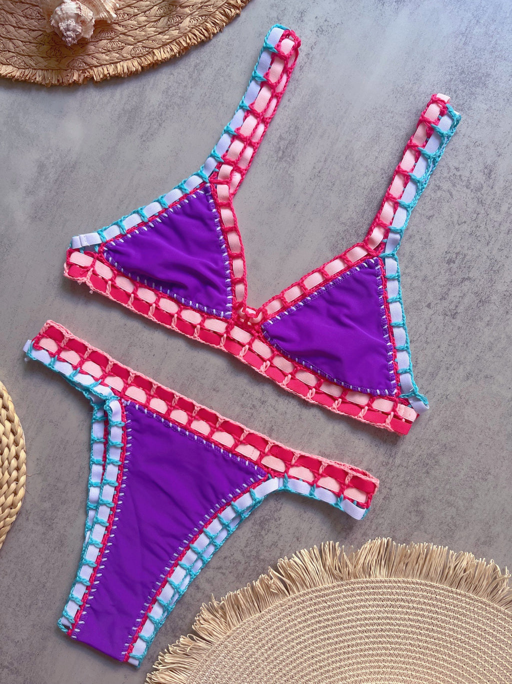 Women's Solid Color Swimsuit Set