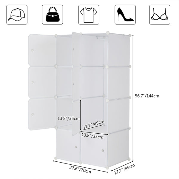 Armoire en forme de cube à 8 compartiments de 4 couches avec 1 tige suspendue