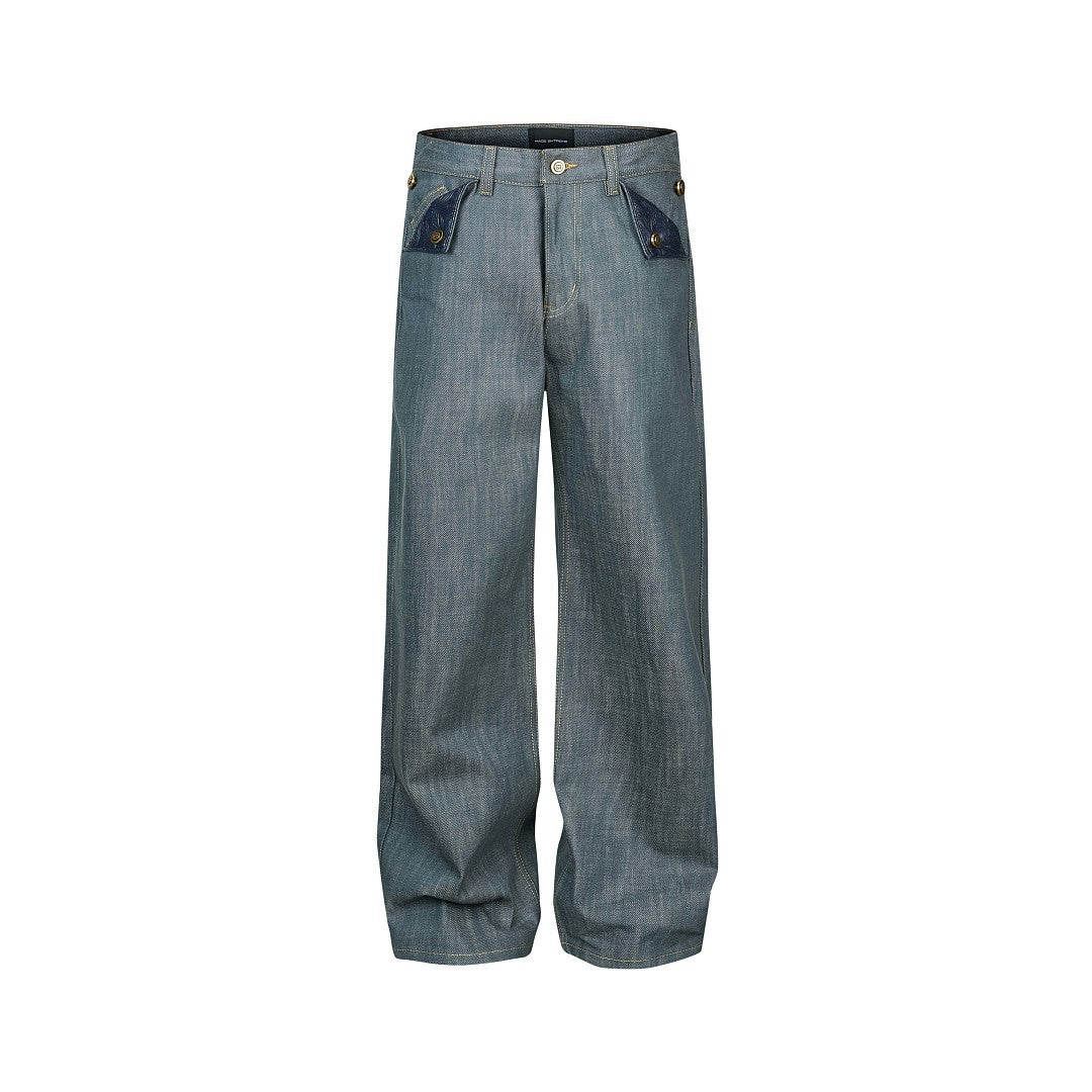 Jeans denim brodés pour hommes