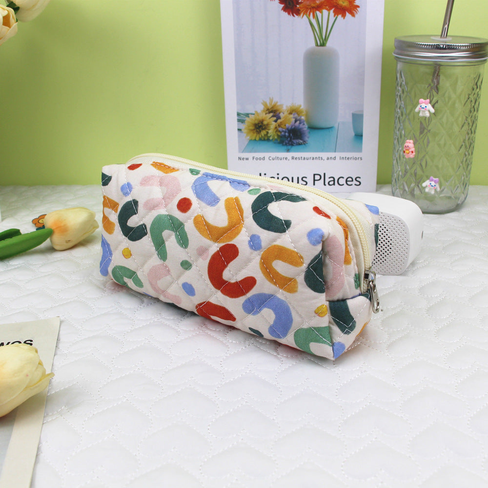 Sac d'organisateur de maquillage de grande capacité brodé en coton
