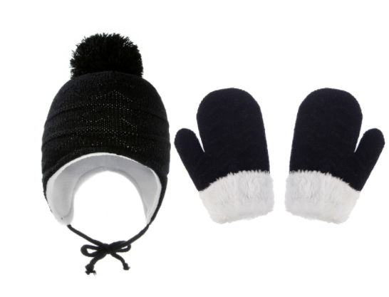 Ensemble de gants de garde d'oreilles pour enfants en laine solide et chaude