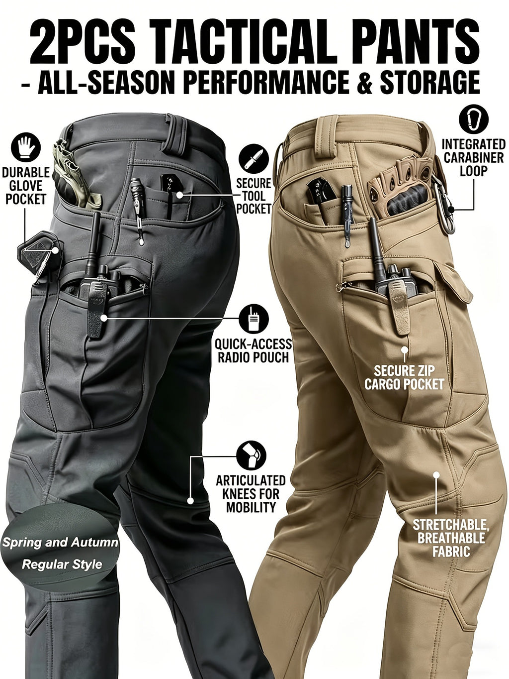 Pantalon de travail tactique résistant à l'usure extérieure pour hommes