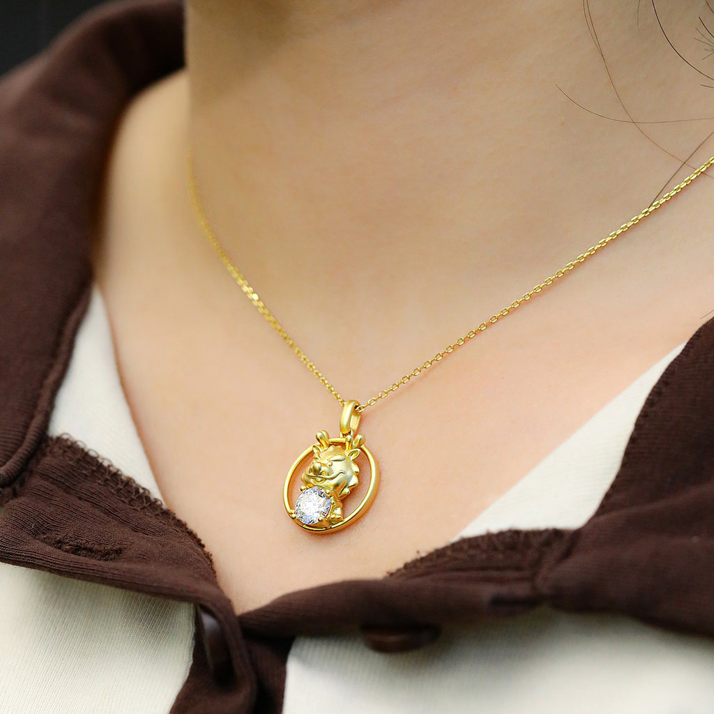 S925 Argent sterling plaqué or 1ct D Couleur VVS1 Moissanite Collier Dragon 4.7g Chinois