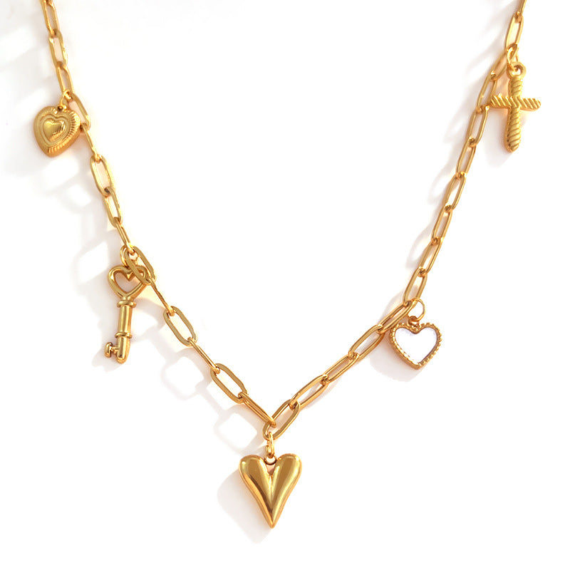 Collier en acier inoxydable européen et américain léger luxe avec un design de chaîne haut de gamme