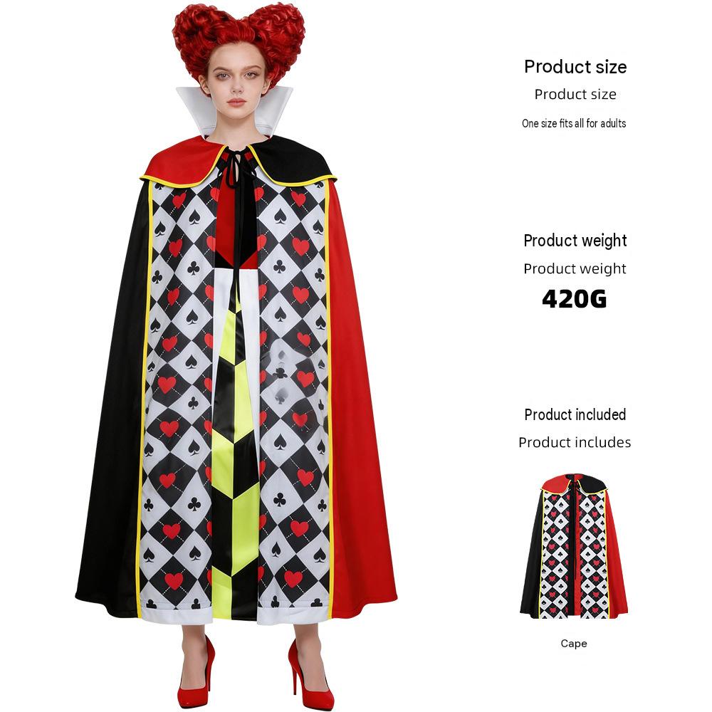 Reine des coeurs Cloak Cosplay pour Halloween Party Performance