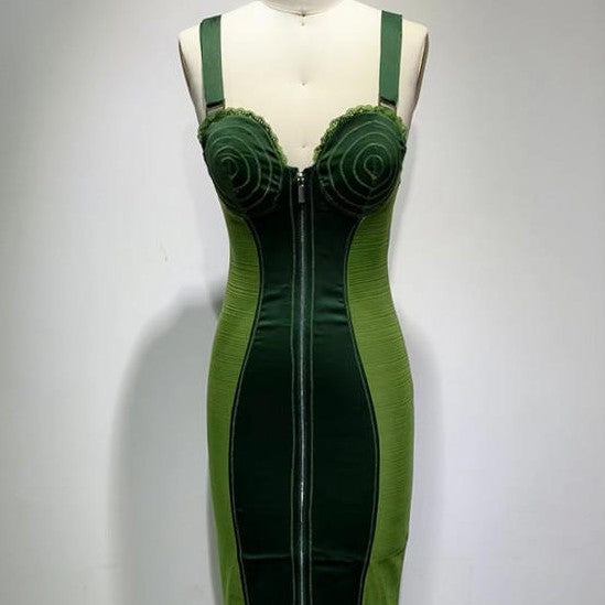 Army Green Sling Slim Tempérament Robe