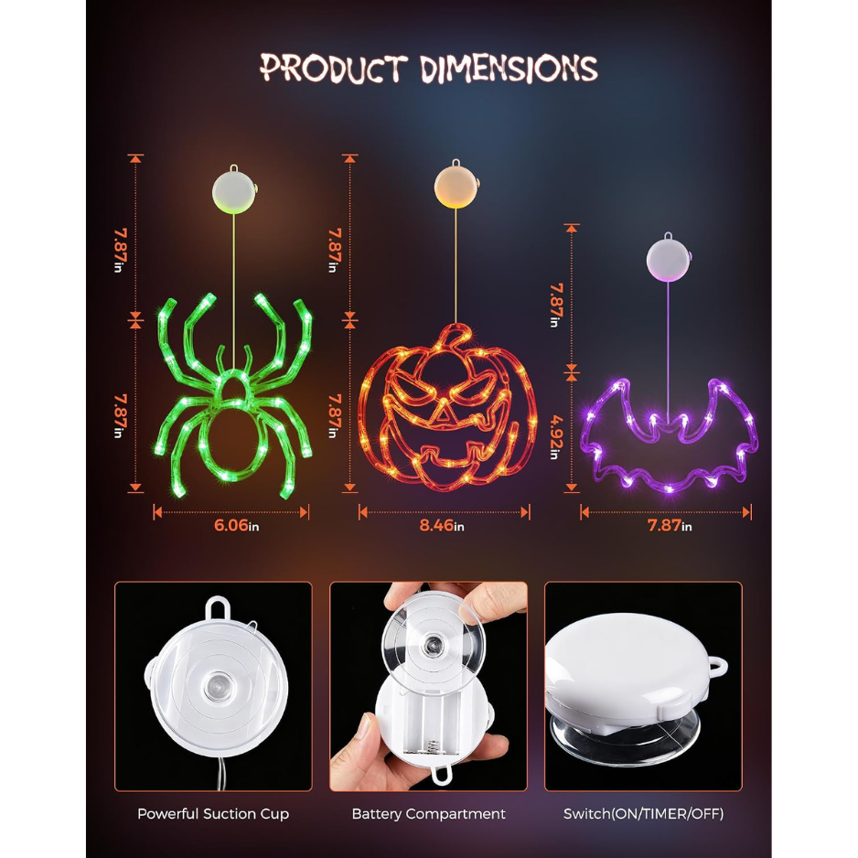 3 Pack lumières de fenêtre Halloween