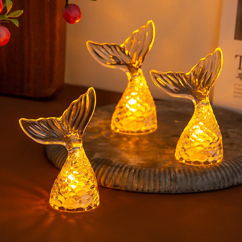 Bougie électronique lumière créative sirène lumineuse Tail Night Light Ins Ornements de bureau M