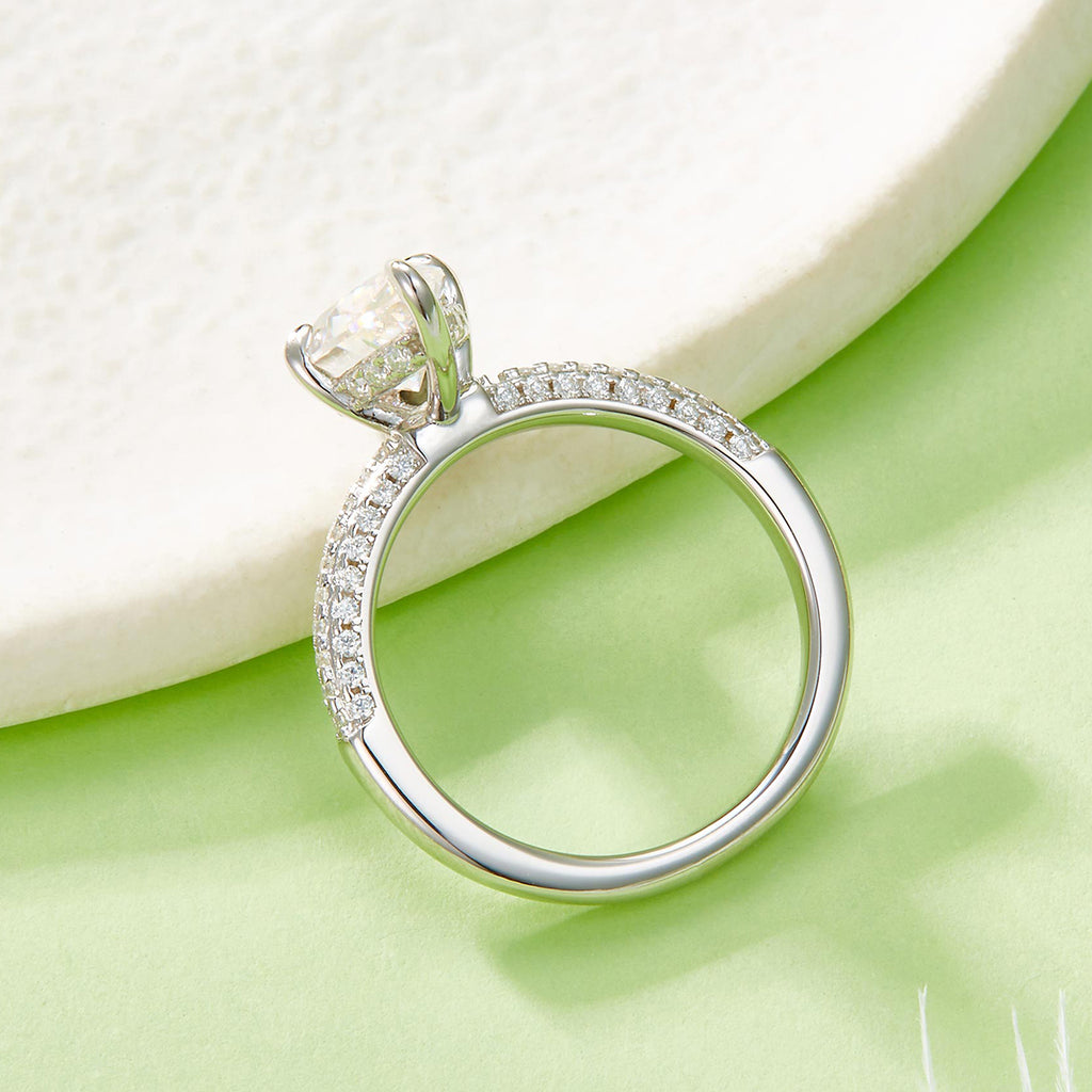 S925 Argent 3g Platine Marquise Moissanite Anneau