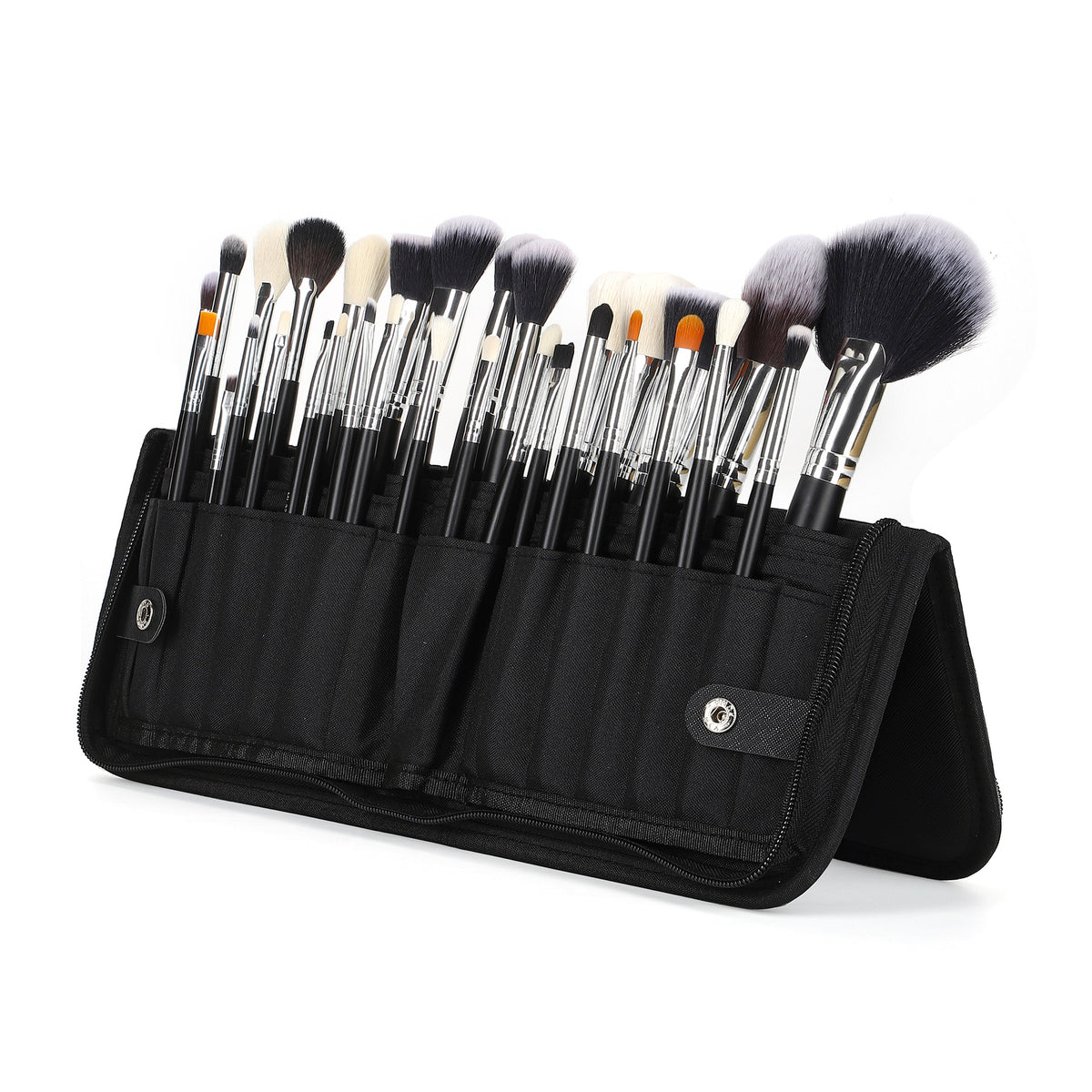 Vente Amazon Can Bulk 32 PCs Brush Suit Brush simple maquillage Sac en cuir avec poignée en bois