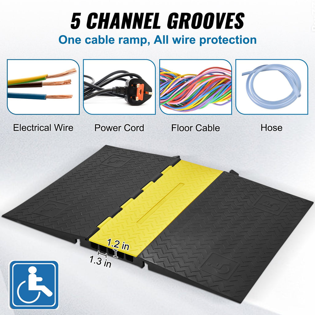 VEVOR 5Channel Cable Protecteur Ramp 22000lbs charge ADA câble de câble compatible