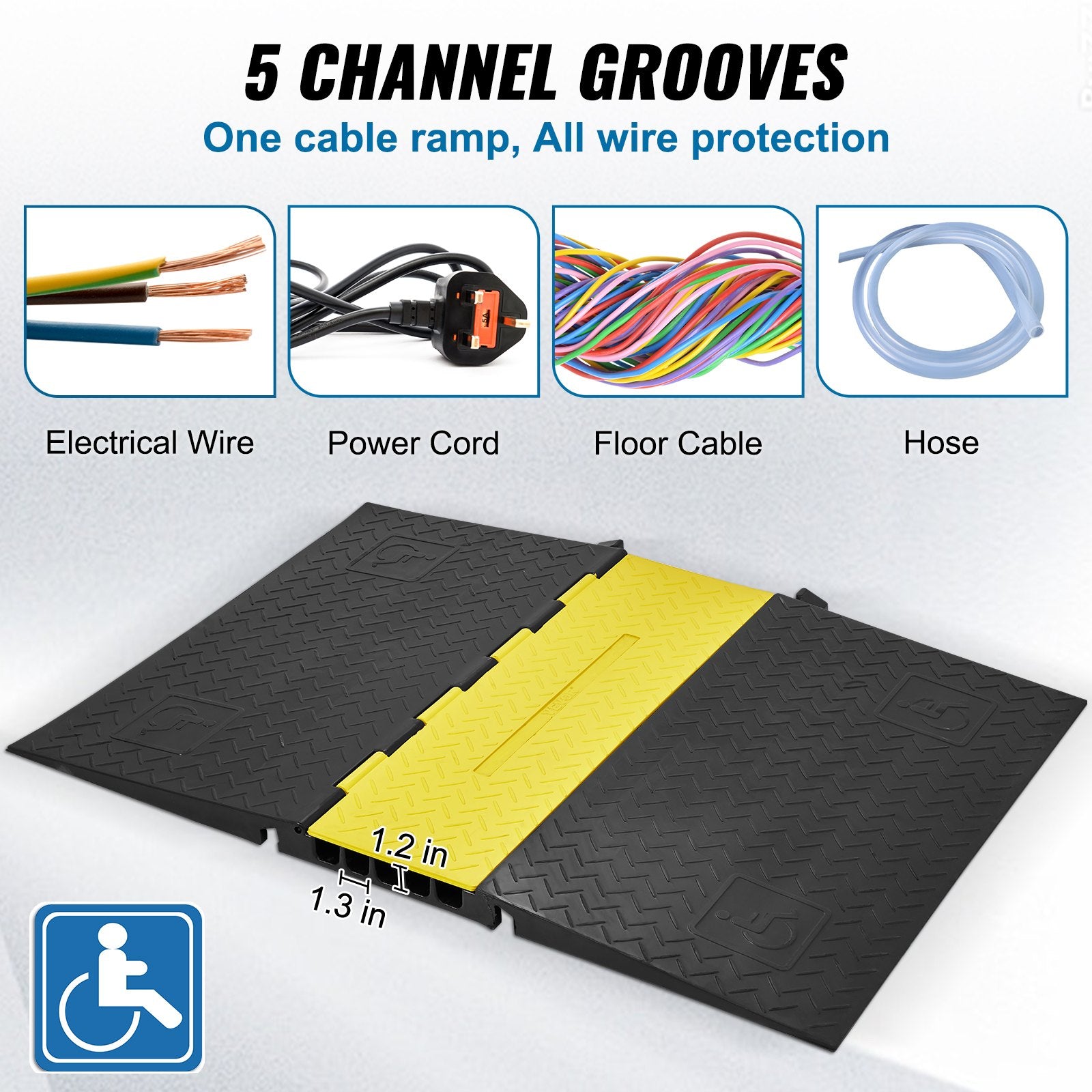 VEVOR 5Channel Cable Protecteur Ramp 22000lbs charge ADA câble de câble compatible