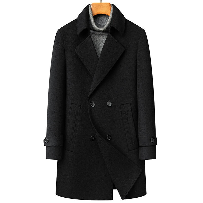 Manteau de laine à double face à l'arrivée avec doublure amovible et double-brass