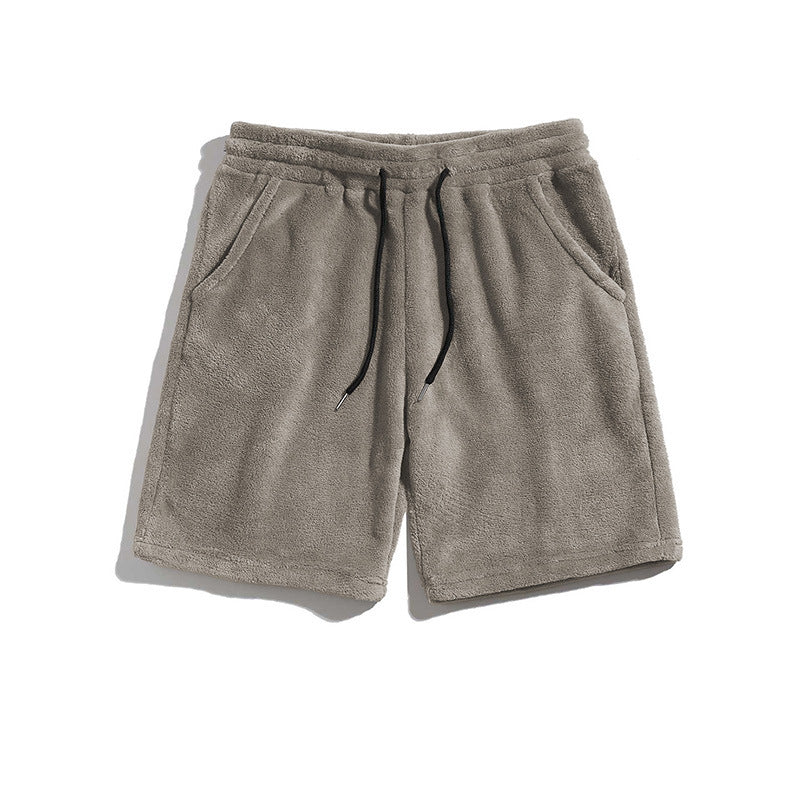 Homme SpringAutomn Coral-Fleece Sports-Style Casual Plus-Size Short