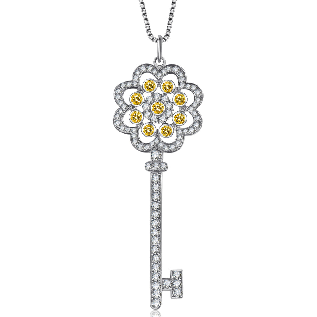 Chaîne Coréen Style Tempéramental Minorité Couple Classique Couleur Gems Pendentif Fleur