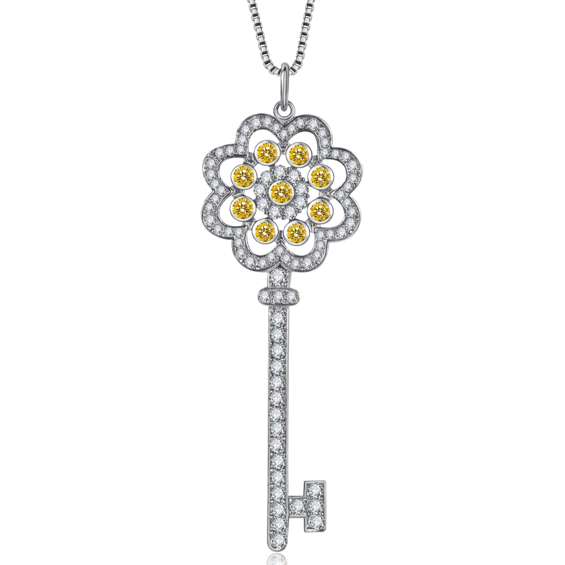 Chaîne Coréen Style Tempéramental Minorité Couple Classique Couleur Gems Pendentif Fleur