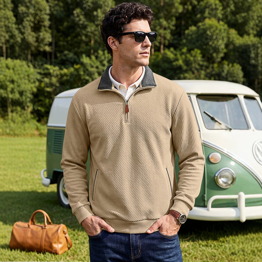Texture masculine Collier Jacquard Top Commerce extérieur TK American Spring and Autumn Zipper Pocke