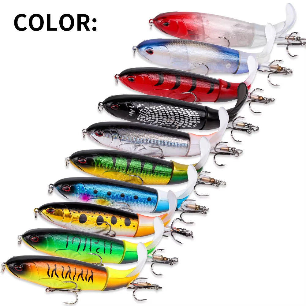 10pcs 1set 35g 14cm Topwater Fishing Lure Kit avec la queue vivace vibrante réaliste