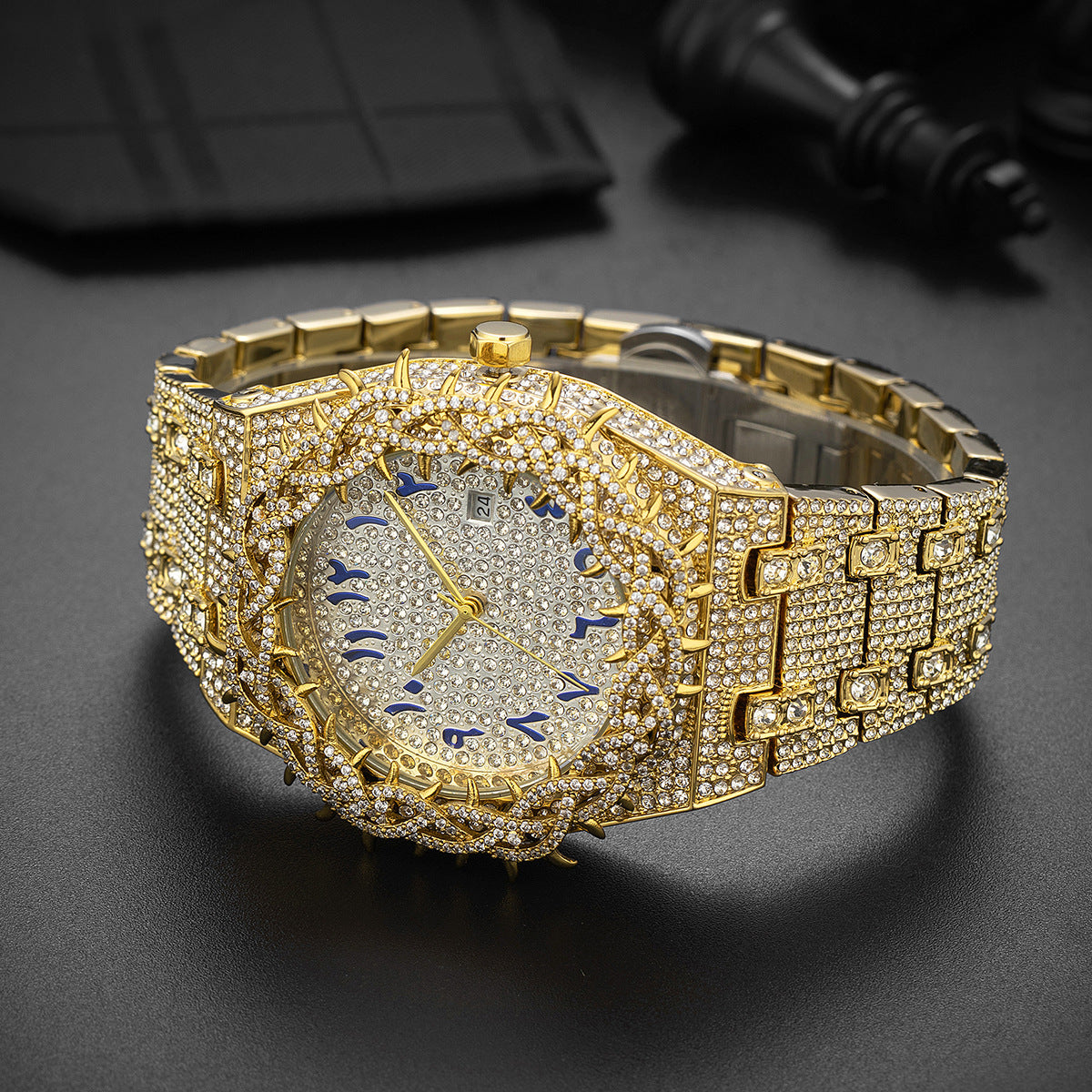 Personnalisé Mesh-design Inlaid Quartz Fashion Watch