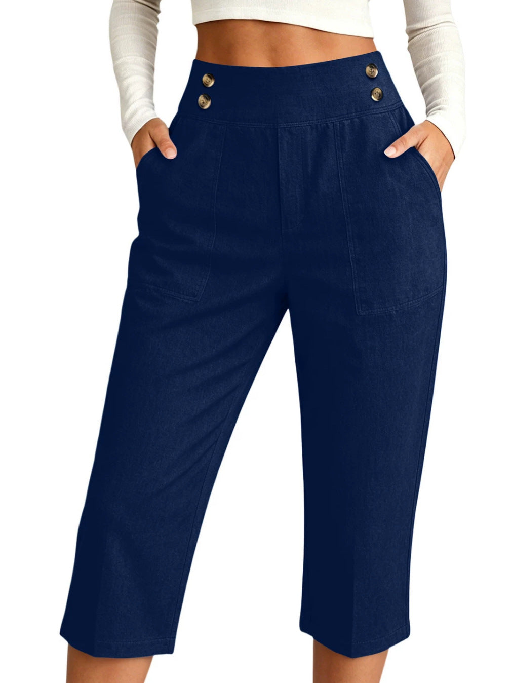 Femmes S Fashionable haute taille pantalons de trois quarts de longueur dans le style européen occasionnel pour Dai