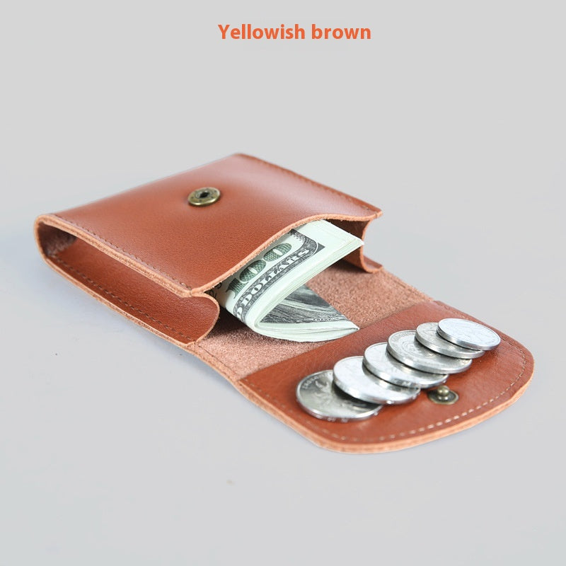 Rétro simple Cowhide Pièce Changer Mini Portefeuille