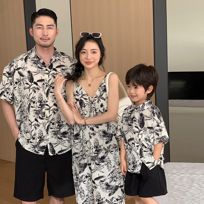 Chemise à manches courtes imprimée de style Resort pour vêtements de plage