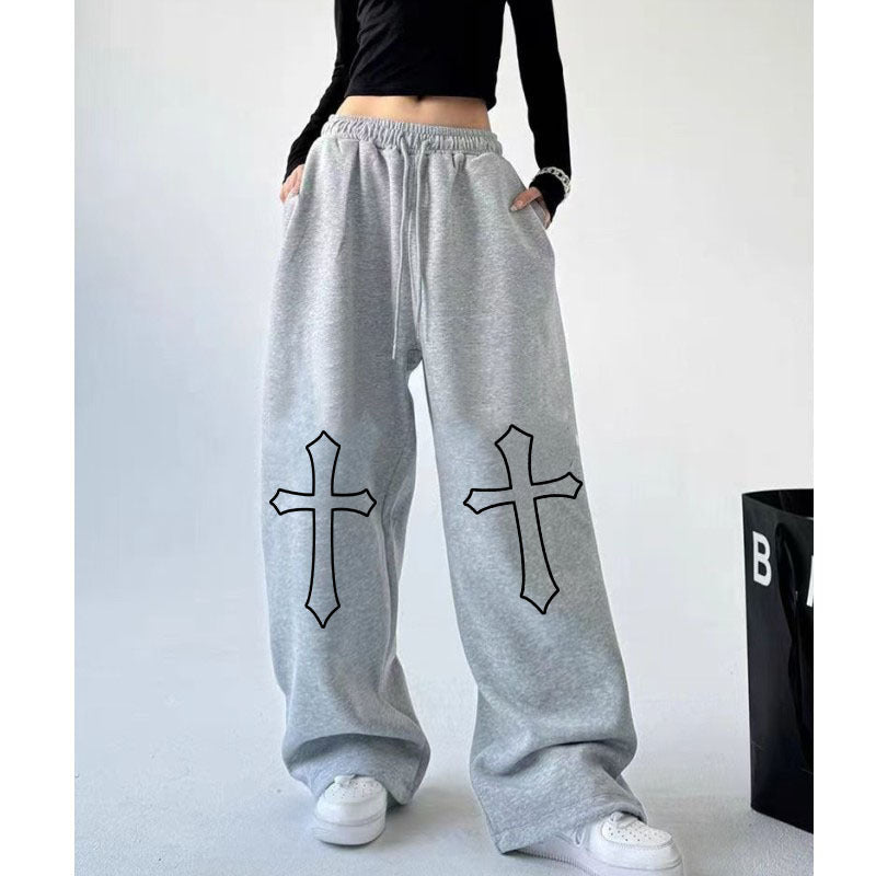 High Waist Drawstring Loose Girl Style Dancing Hiphop Sports Pantalons Femme