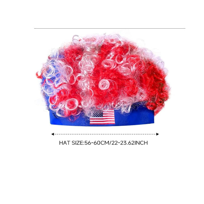 Red White Blue Fan Wig pour la Coupe du Monde
