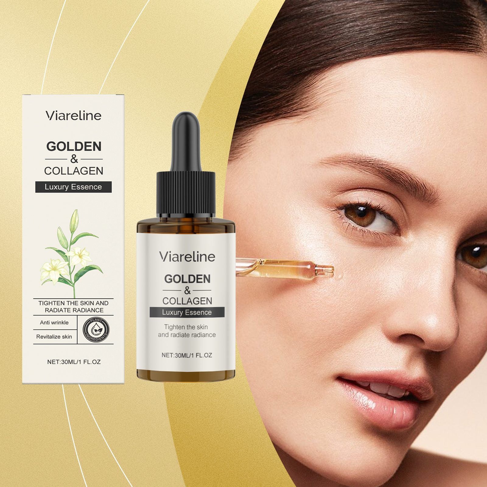 Sérum d'humidité du visage de collagène doré VIARELINE