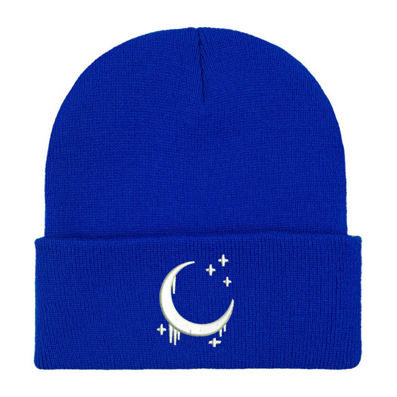 Chapeau en tricot brodé Amazon avec lune et étoiles Design AutomneHiver Chapeau en laine