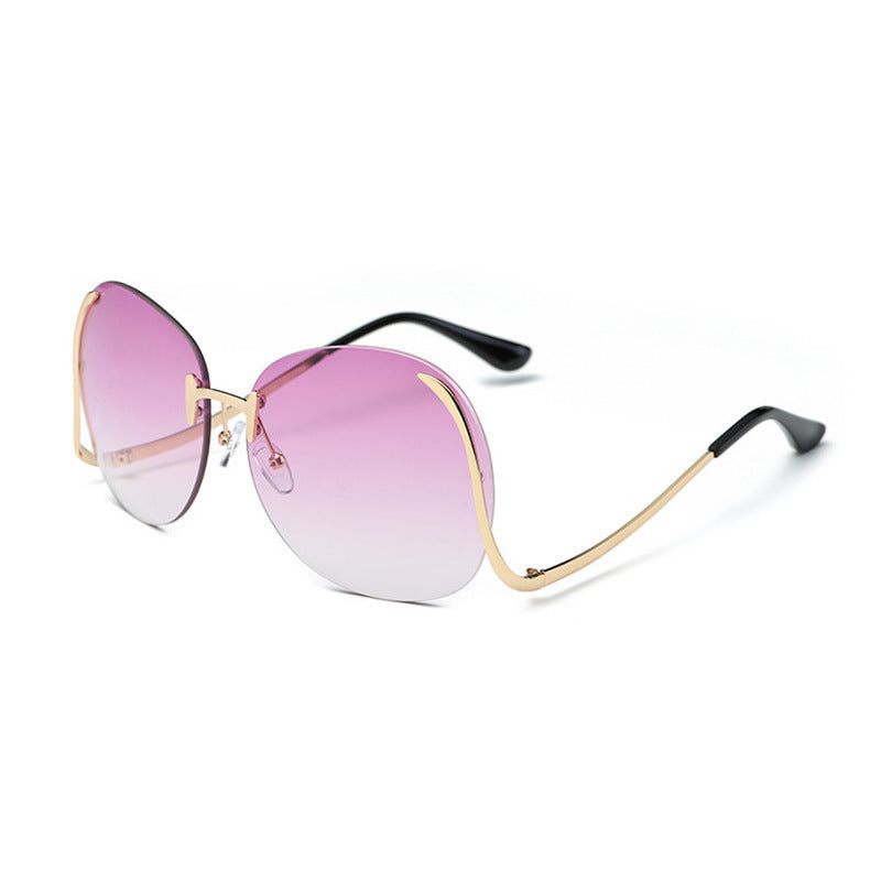Lunettes de soleil sans cadre à jambe courbée Verres décoratifs