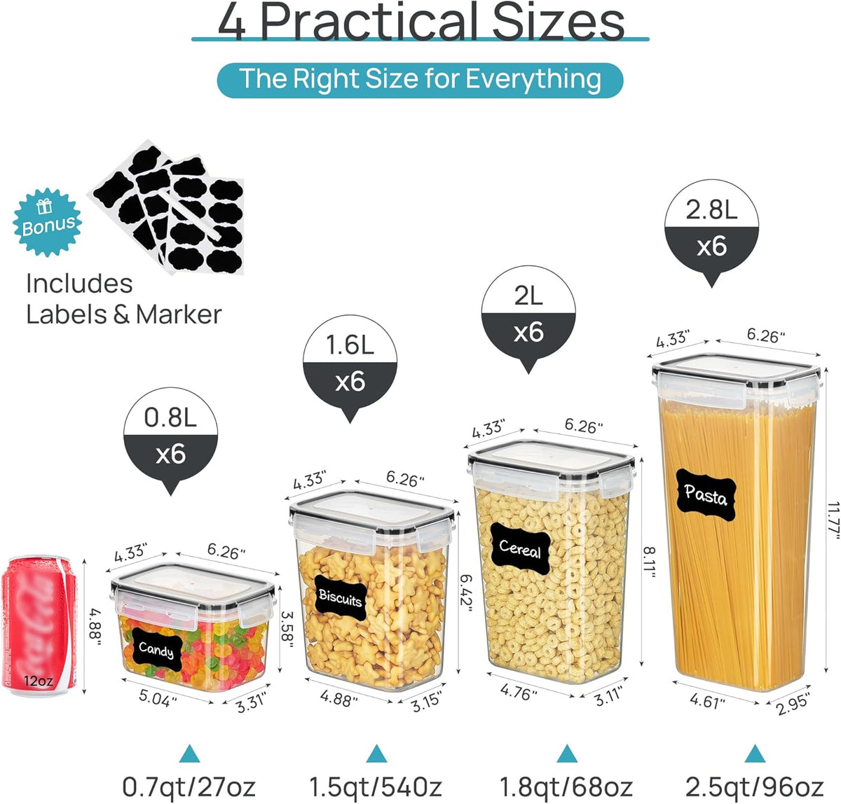 Conteneurs hermétiques de stockage des aliments avec lids