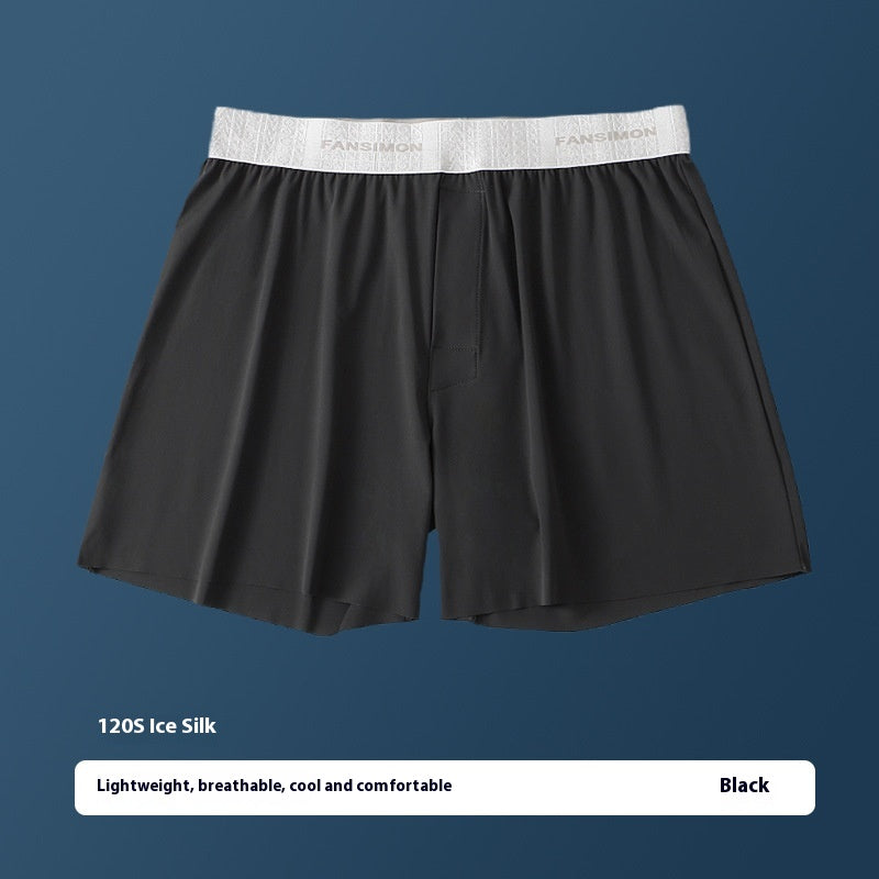 Sous-vêtements en soie de glace pour hommes Plus Taille Loose Boxer