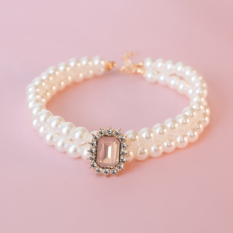 Perle Double brin de strass haut de gamme Lumineux bijoux accessoires pour chiens