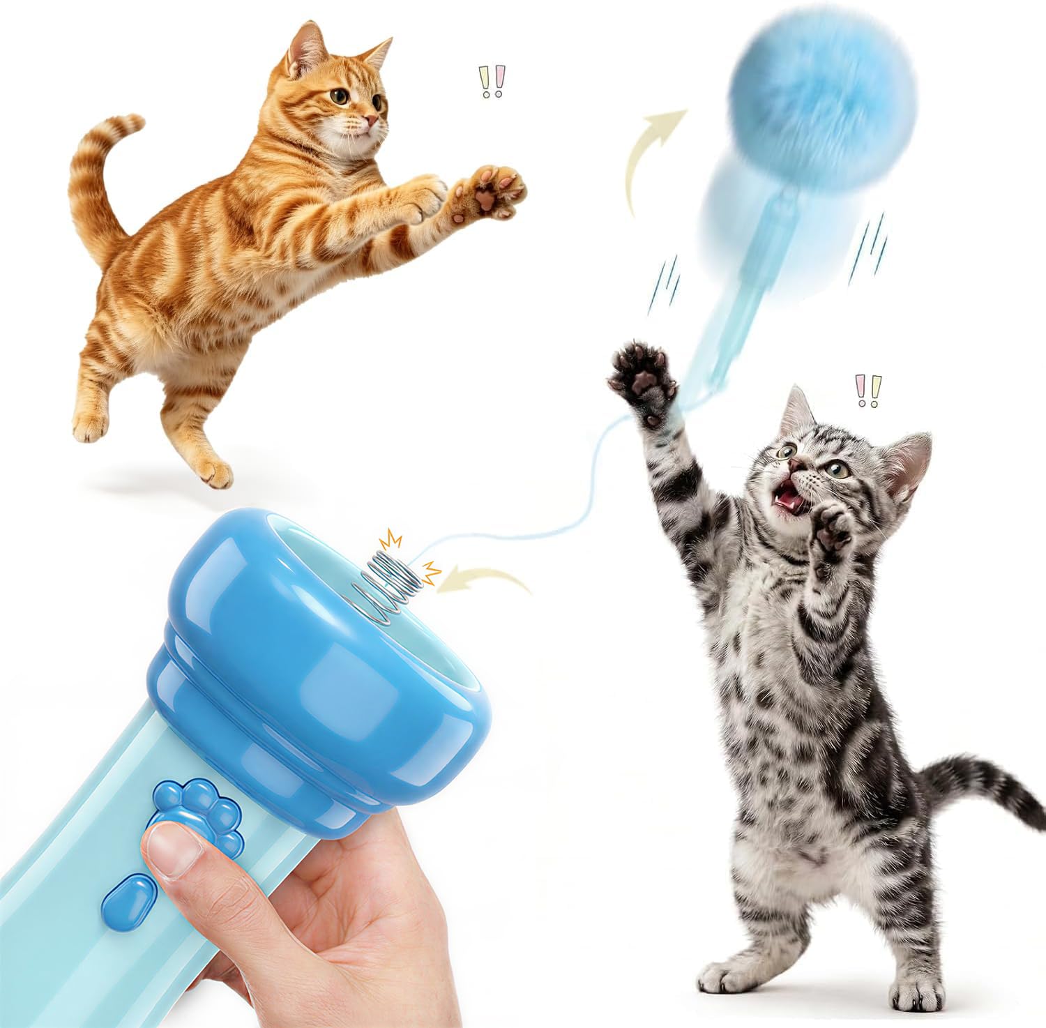 Jouet de chat interactif pour l'intérieur avec bal de lancement One-Click Recycling Chasse interactive