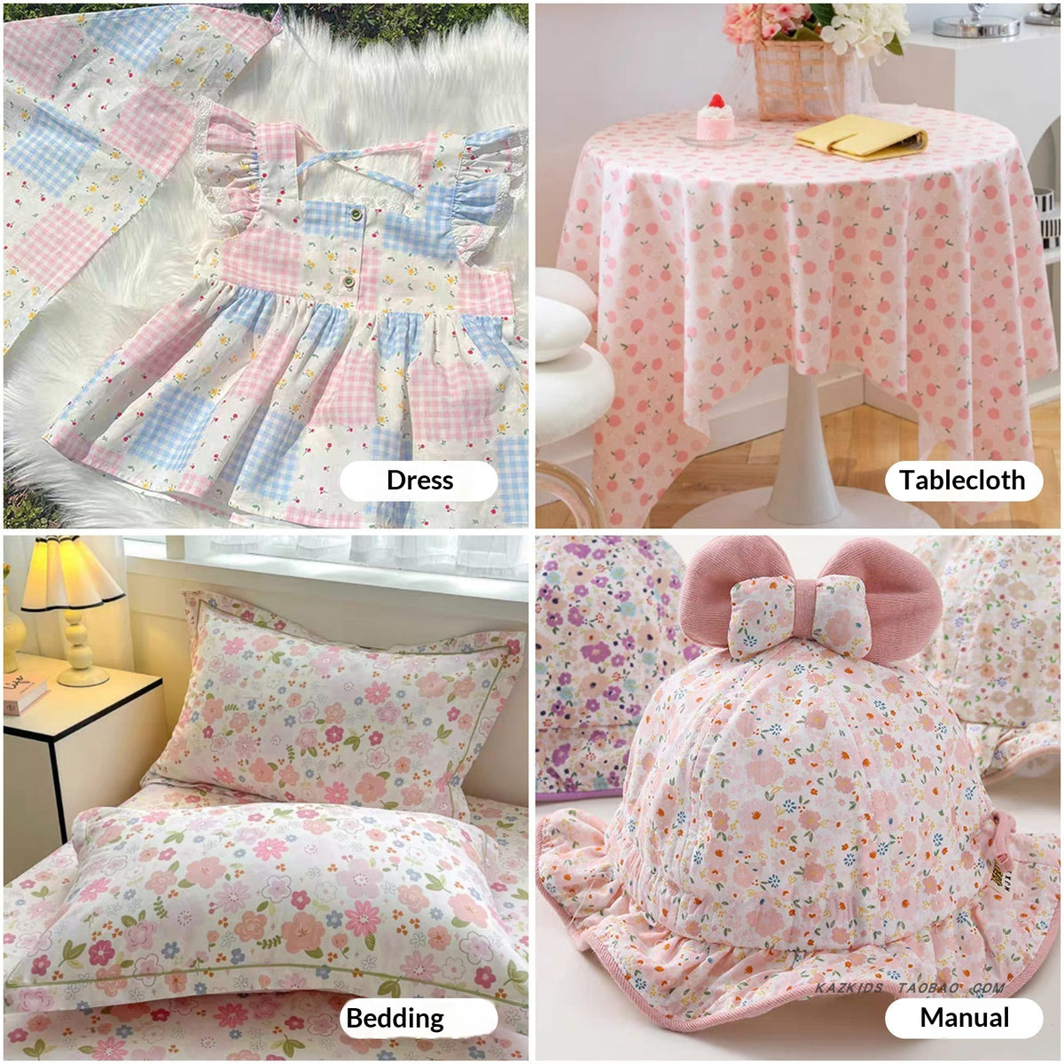 Tissu de coton fait main de style pastoral