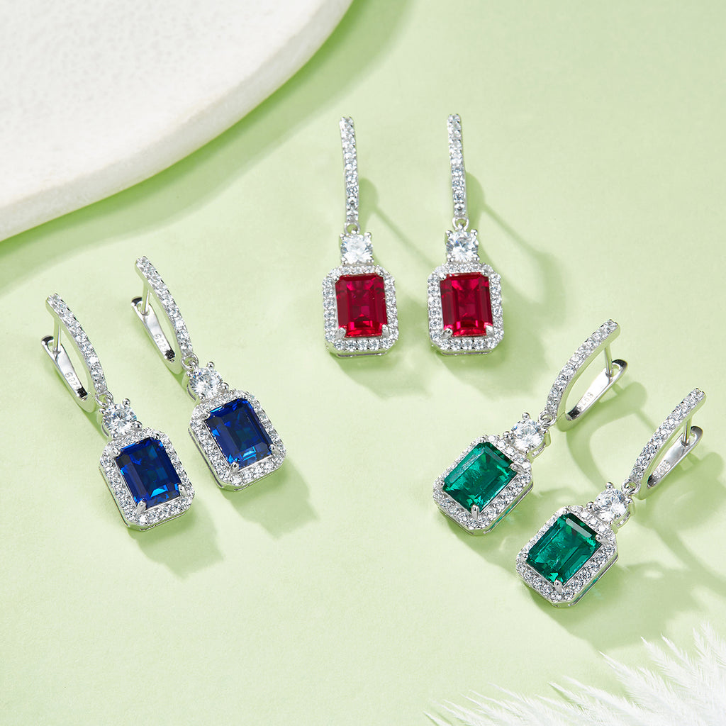 S925 Boucles d'oreilles de lab-grown en argent sterling coupées en gouttes