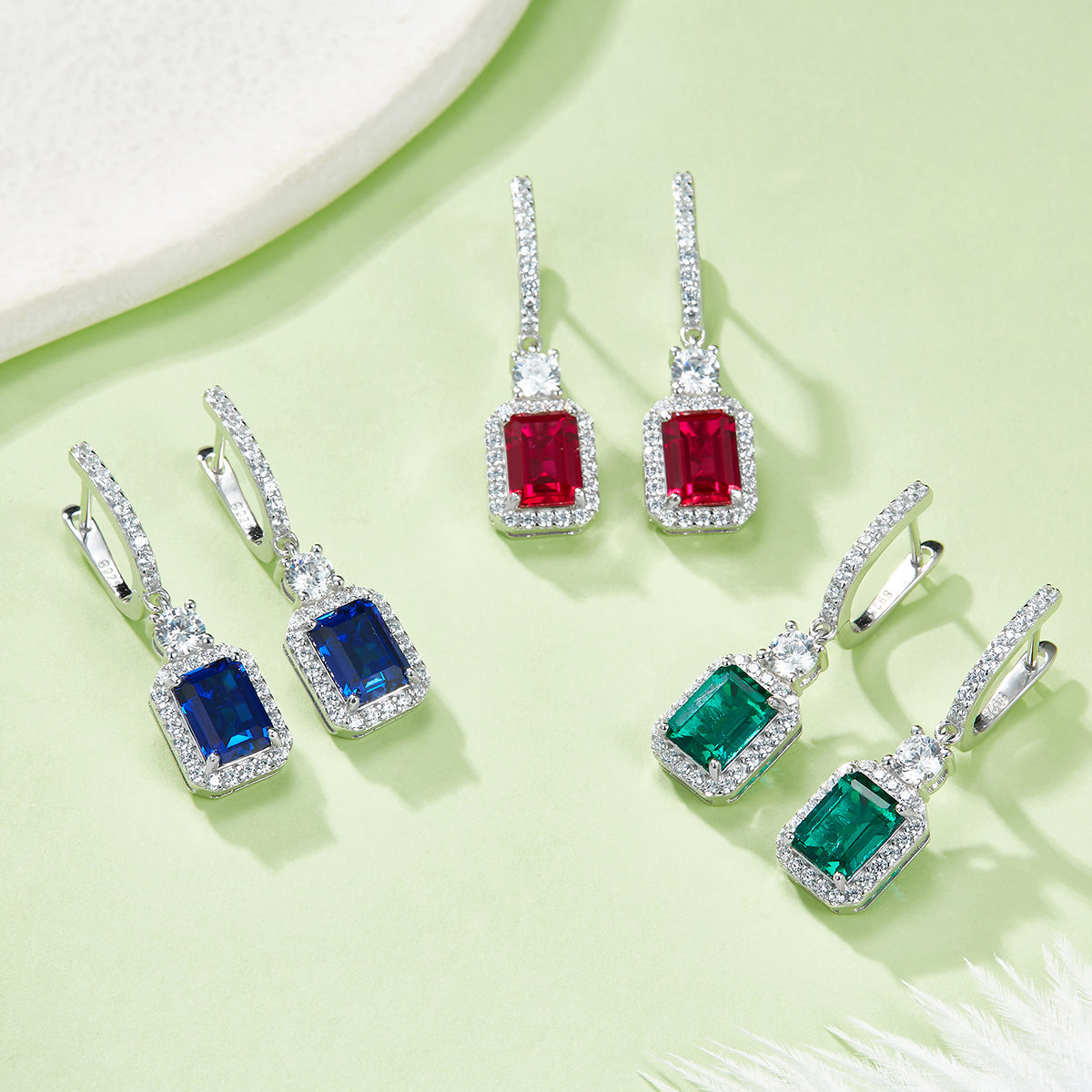 S925 Boucles d'oreilles de lab-grown en argent sterling coupées en gouttes