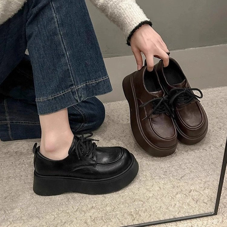 Chaussures en cuir en dentelle noire confortable pour le travail et le transport