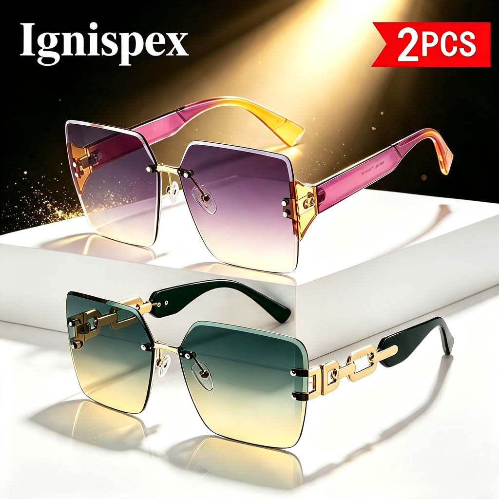 Lunettes de soleil carrées 2 paquets sans vis pour femmes