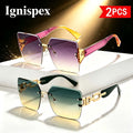 Lunettes de soleil carrées 2 paquets sans vis pour femmes