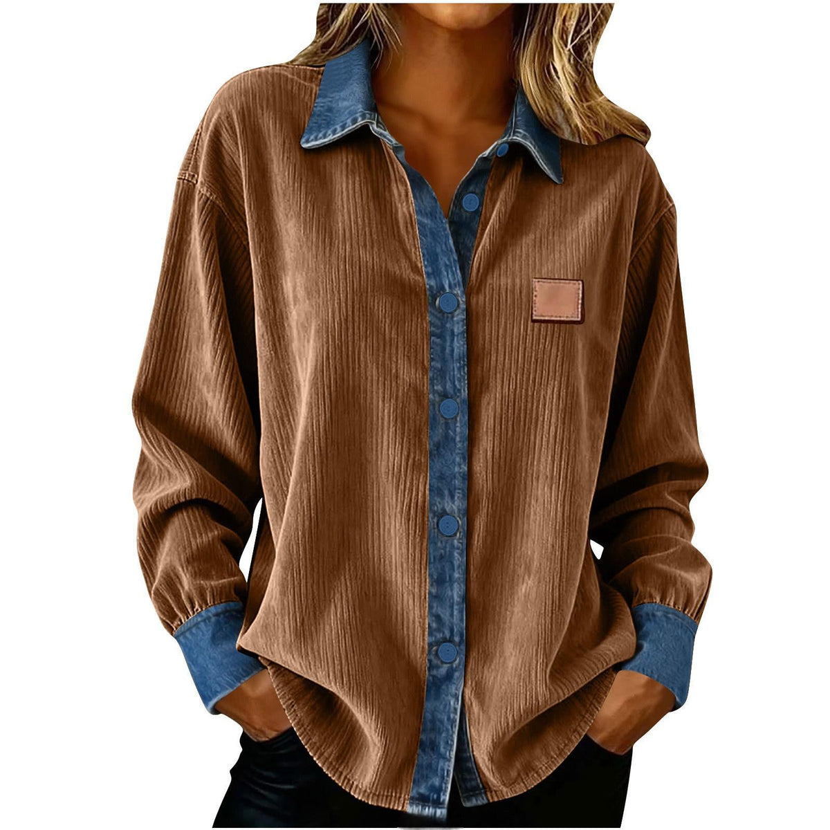 Chemise en Denim Casual à manches longues avec un collier de lapel