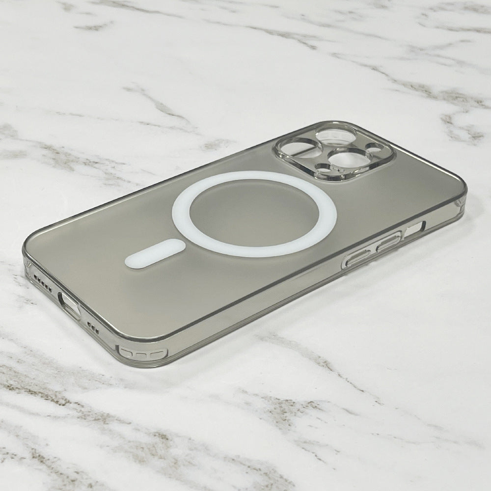 Boîtier de téléphone mobile Magsafe magnétique en verre transparent