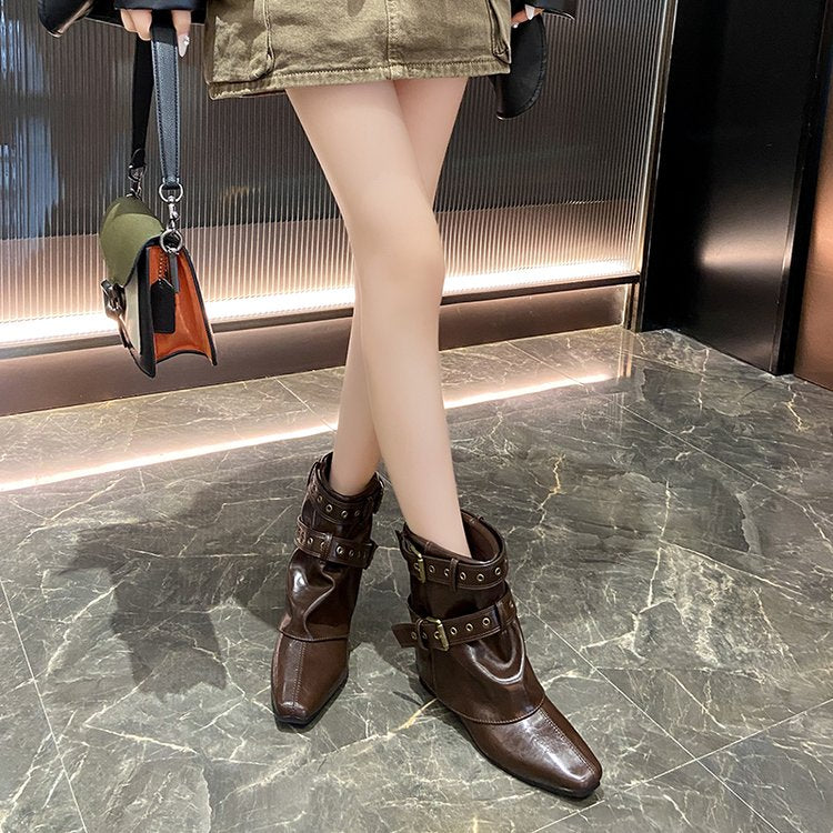 Women's Retro Round Toe Tall Boots
